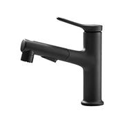 Bathroom Sink Faucet with Pull Down Sprayer Dual Mode Mixer Tap for Hot and Cold Water Single Hole Lavatory Handle Multi-Function Retractable Basin,Black(Nero)