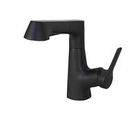Bathroom Sink Faucet with Pull Down Sprayer Liftable Brass hot and Cold Single Handle Hole Retractable, for,Grey(Nero)
