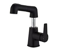 Bathroom Sink Faucet with Pull Down Sprayer Liftable Brass hot and Cold Single Handle Hole Retractable, for,Black(Nero)