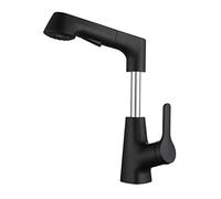 Bathroom Sink Faucet with Pull Down Sprayer Liftable Dual Mode Mixer Tap for Hot and Cold Pull-Out Single Handle Lavatory faucetSingle Hole Basin,Black(Nero)