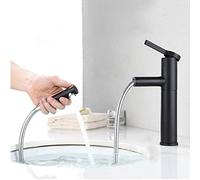 Bathroom Sink Faucets with Aerator, can 360 ° Rotation, Flexible Pull Down Sprayer, Single Handle Kitchen Faucet Basin Mixer Tap for Hot and Cold Water, Black & White Optional,B (Color : OneSize)