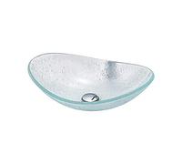 Bathroom Sink, Glass Basin Sink with Waterfall Faucet Pop Up Drain Tempered Glass Brass 6-Piece 4-Piece Single Basin White(Single Basin)