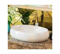 Bathroom Sink Imitation Marble Texture Bathroom Sink Countertop Basin Oval Ceramic Washbasin with Accessories Countertop Basin