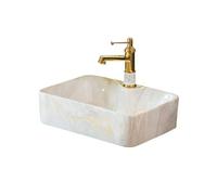 Bathroom Sink Imitation Marble Texture Bathroom Sink Countertop Basin Square Ceramic Washbasin with Accessories Countertop Basin