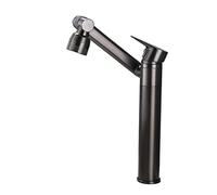 Bathroom Sink Mixer Tap,Gunmetal Gray,Modern Monobloc Basin Taps,Basin Taps Mixers Bathroom Sink Tap,2 Spout Modes,Brass,360° Rotatable,Gun Gray A (Gun Gray B)