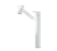 Bathroom Sink Mixer Tap,White,Single-Lever Basin Mixer Tap,Bathroom Taps Mixer Sink,2 Water Outlet Modes,Anti-Corrosion and Anti-Freezing,360° Multi-Directional Rotation,White B