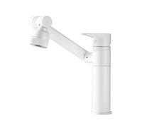 Bathroom Sink Mixer Tap,White,Single-Lever Basin Mixer Tap,Bathroom Taps Mixer Sink,2 Water Outlet Modes,Anti-Corrosion and Anti-Freezing,360° Multi-Directional Rotation,White B