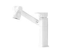 Bathroom Sink Mixer Tap,White,Single-Lever Basin Mixer Tap,Bathroom Taps Mixer Sink,2 Water Outlet Modes,Anti-Corrosion and Anti-Freezing,360° Multi-Directional Rotation,White B