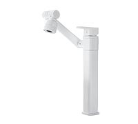 Bathroom Sink Mixer Tap,White,Single-Lever Basin Mixer Tap,Bathroom Taps Mixer Sink,2 Water Outlet Modes,Anti-Corrosion and Anti-Freezing,360° Multi-Directional Rotation,White B