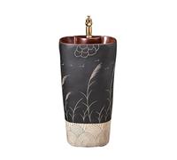 Bathroom Sink Outdoor Ceramic Wash Basin Hotel Integrated Pedestal Sink | With Faucet And Drain Kit