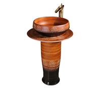 Bathroom Sink Pedestal Sink Ceramic Washbasin Retro Art Column Basin Balcony Integrated Freestanding Bathroom