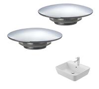 Bathroom Sink Plug Replacement, 2 Pcs Easy Pop Up Bathroom Sink Silver Chrome Click Clack Basin Waste, 66mm Push Button Pop Up Sink Waste Drain Stopper, Drain Stopper for Bathroom Sinks