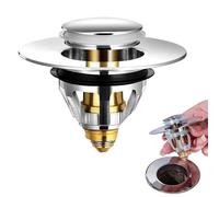 Bathroom Sink Plug Replacement, Brass Universal Pop Up Drain Stopper with Bounce Core, Bath Basin Plug Filter with Basket Hair Catcher, Push Type Sink Strainer No Overflow for Bathroom,34-38mm