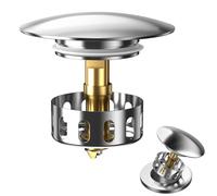 Bathroom Sink Plug Replacement,Universal Sink Plug,Brass Bounce Core Push-Type Drain Plug,Universal Sink Stopper Replacement,Sink Plugs Bathroom Plug for Bathroom Kitchen Shower,for 43mm Drain Hole.
