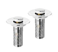 Bathroom Sink Stopper - 2 Pack Stainless Steel Plug Set, Universal Drain Hair Catcher Filter | Anti Clog Basin Stopper For Kitchen Sink Shower Tub Washroom Apartment Hotel Restaurant Toilet Home