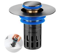 Bathroom Sink Stopper,Pop Up Drain for Bathroom Sink,Sink Stopper Hair Catcher,Silent Popper Core w/Removable Stainless Steel Filter Basket 1Pack