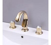 Bathroom Sink Tap Brass Gold Paint 3 Holes Double Handle Luxury Bathbasin Bathtub Taps, Hot and Cold Mixer, Basin Faucets, Bathroom Sink Faucet Basin Taps,Gold