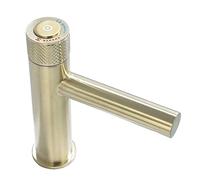 Bathroom Sink Tap Knurling Handle Push-Button Faucet, Bathroom Hot Cold Mixer Gold Black Chrome Antique Copper Brass Wash Basin Faucet, Deck Mounted Basin Taps (Color : Brushed Gold) Interesting