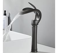 Bathroom Sink Taps Basin Mixer Tap Bathroom Faucets Waterfall Basin Taps with Hoses Gun Gray,High Style