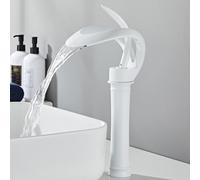 Bathroom Sink Taps Basin Mixer Tap Bathroom Faucets Waterfall Basin Taps with Hoses White,High Style