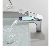 Bathroom Sink Taps Basin Mixer Tap Waterfall Bathroom Faucets Basin Sink Mixer Chrome Cloakroom Tap with Display 1 Hole
