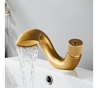 Bathroom Sink Taps Basin Mixer Tap Waterfall Bathroom Waterfall Basin Sink Mixer Tap with Hoses for Bathroom Frosted Gold