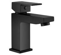 Bathroom Sink Taps Black Basin Taps Mixers, Modern Square Bathroom Taps Mono Single Lever Basin Mixer Tap for Bathroom, Washroom, Cloakroom, Matte Black