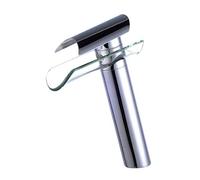 Bathroom Sink Taps Brass Creative Modern Wide- Mouth Glass Waterfall Bathroom Faucet Kitchen Faucet Hot and Cold Single- Hole Plating