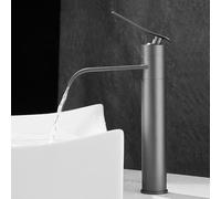 Bathroom Sink Taps Grey Tall Waterfall Bathroom Faucets Counter Top Brass | Hot and Cold Hot and Cold Mixer, Bathroom Taps Mixer for Modern Bathroom