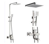 Bathroom Sink Taps, Luxurious Brushed Nickel Bathroom Shower Faucet Ultra-Thin 8" Stainless Steel Rainfall Head Hot Cold Water Mixer Kit(Brushed Nickel)