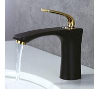 Bathroom Sink Taps Luxury Copper Modern Style Bathroom Vanity Faucet Gold Handle Home Hotel Hot and Cold Adjustment Single Hole Mixer (Color : White)