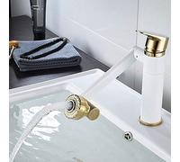 Bathroom Sink Taps Platinum White Painted Faucet Brass Retro Wash Basin Basin Faucet Hot and Cold Single Hole Above Counter Basin Faucet