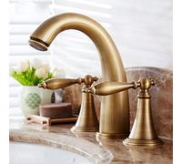 bathroom sink taps retro antique, brass sink faucet hot and cold water bathroom faucet, two handle bathroom mixer tap, three-hole basin taps mixers bathroom sink tap, a