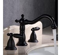 bathroom sink taps retro, brass sink faucet hot and cold water bathroom faucet, three-hole basin taps mixers bathroom sink tap, two handle bathroom mixer tap, black