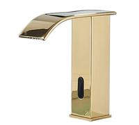 Bathroom Sink Taps Sensor Taps for Wash Basin Waterfall Hot and Cold | Bathroom Faucets Infrared Basin Tap Brass Battery Powered,Golden,Low