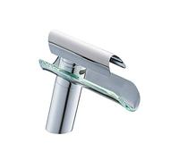 Bathroom Sink taps Slotted Bathroom Basin Sink Hot Cold Taps Mixer Basin Brass Sink Mixer Taps Non-Concussive Bathroom s Glass Waterfall