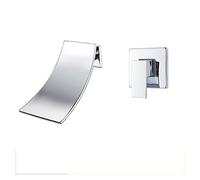 Bathroom Sink Taps, Two-piece Bathroom Basin Faucet Waterfall Gentle Effluent Wall-Mounted Hot and Cold Water(C)