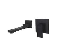 Bathroom Sink Taps, Two-piece Bathroom Basin Faucet Waterfall Gentle Effluent Wall-Mounted Hot and Cold Water(Black B)
