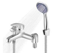 Bathroom Sink Taps with Shower Head, Modern Bath Mixer Taps with Shower Kit, Bath Taps with Shower Attachment, Bath Filler Spout,Solid Brass Body, Compression Valves