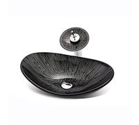 Bathroom Sink, Tempered Glass Bathroom Vessel Sink Wash Basin for Vanity Countertop
