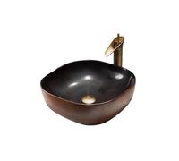 Bathroom Sink Thickened Ceramic Bathroom Sink Retro Square Above Counter Basin Suitable for Small Cloakroom Countertop Basin