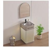 Bathroom Sink Vanity Unit with Basin, Floor Standing Industrial Style Cabinet with LED Light, Includes Faucet and Drain - No Mirror