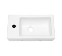 Bathroom Sink Vessles - Sarlai Wall Mount Bathroom Sink Wall Hung Floating Vessel Sink Small White Ceramic Vanity Rectangle Basin for Bathroom Cloakroom,460×270×110mm
