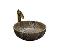 Bathroom Sink Vintage Art Countertop Basin Ceramic Antique Wash Bathroom Balcony Sink Simple Round Sinks Countertop Basin