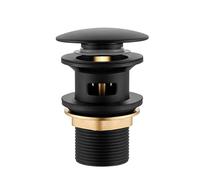Bathroom Sink Waste Slotted Pop Up Basin Waste Modern Black Click Clack Plug with Overflow for Bathroom Basin Universal Standard 1¼'' BSP Connection