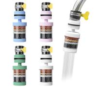 Bathroom Sink Water Filter Faucet, Sink Water Filter 4Pcs 6 Layer Faucet Universal Tap Splash-proof 360° Rotatable Kitchen Bathroom for
