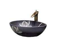 Bathroom Sinks Above Counter Porcelain Vessel Sink Ceramic Bathroom with Faucet and Drain Set