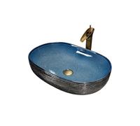 Bathroom Sinks Art Ceramic Above Counter Basin Oval Bathroom Balcony Retro Wash with Faucet and Drain Fittings