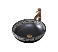 Bathroom Sinks Vessel Sink for Bathroom 40 * 40 * 15cm（L*W*H） Round Bathrooom Above Counter Porcelain Ceramic Vanity Art Basin