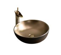 Bathroom Sinks Vessel Sink with Faucet and Drain Combo - Round Ceramic Above Counter Bathroom